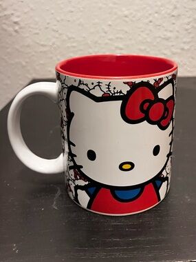 Hello Kitty Red, White and Black Ceramic Mug with Character Art